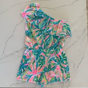 Lilly Pulitzer One Shoulder Romper, Girls Size Large (8-10)